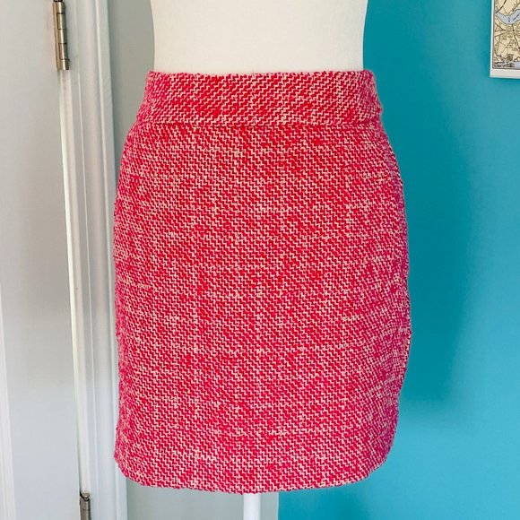 Banana Republic Pink/White Wool Blend A-line Skirt with POCKETS (size 8) - Picture 2 of 10